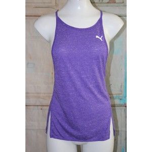 Puma Womens Purple Racerback Tank Top Spaghetti Strap Logo Dry Cell Size Small